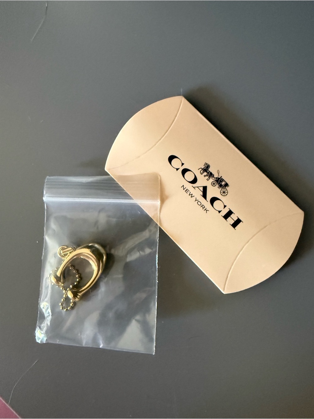 COACH Gold Keyring Charm with Branded Pouch